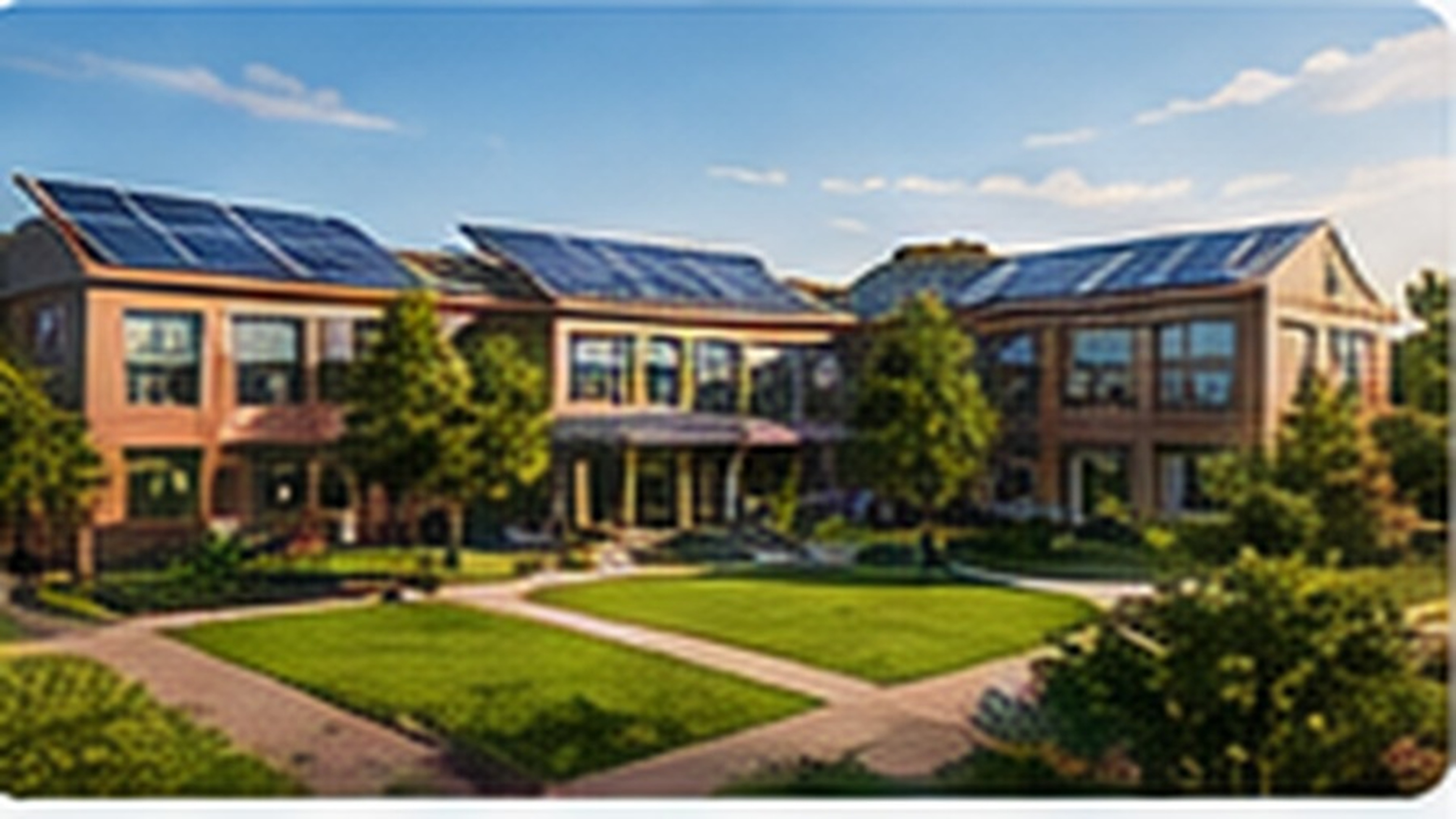 4K AI-generated reference of a university or institutional campus with distributed clean energy