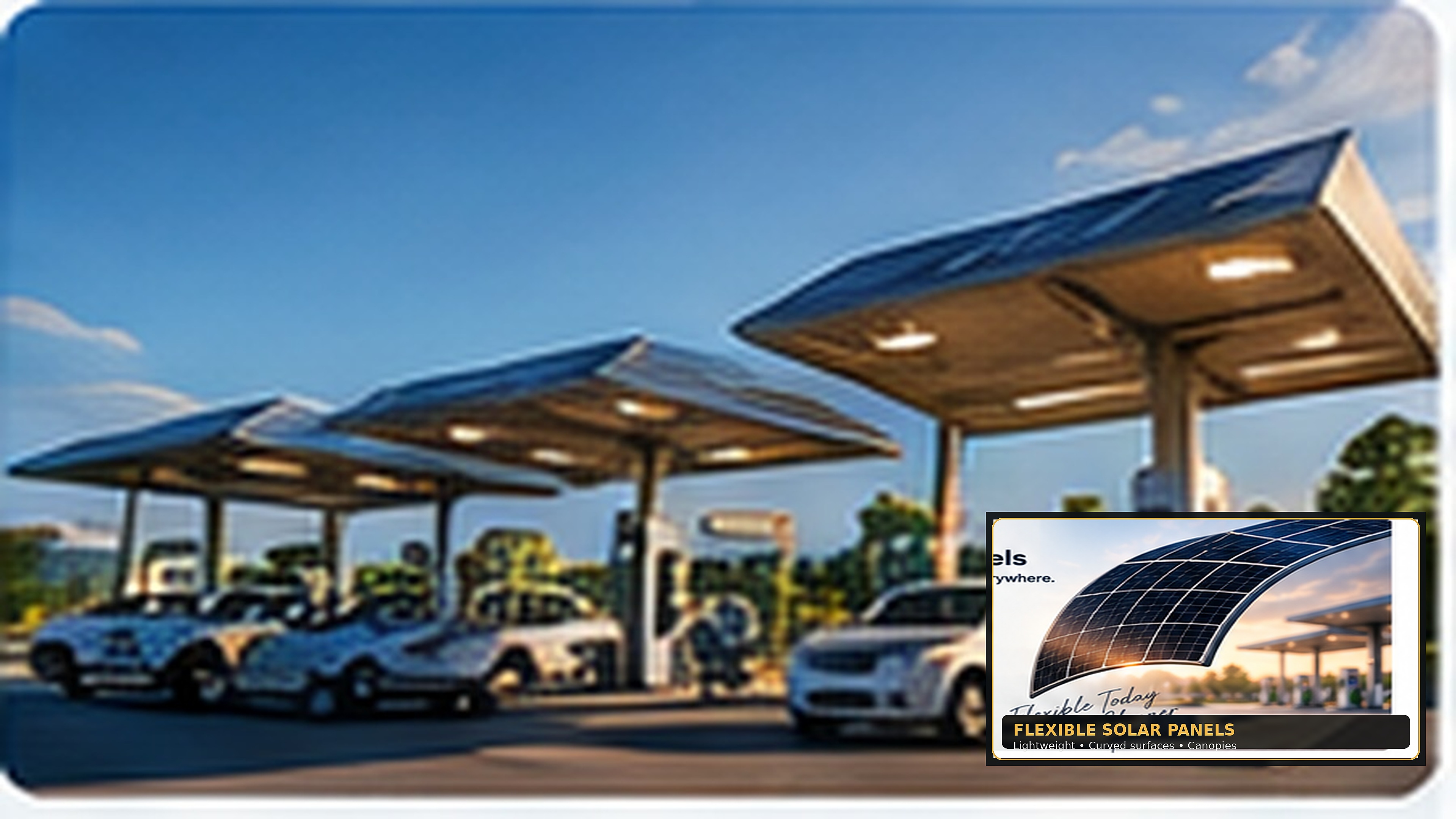 4K AI-generated reference of an EV charging hub using flexible solar canopies