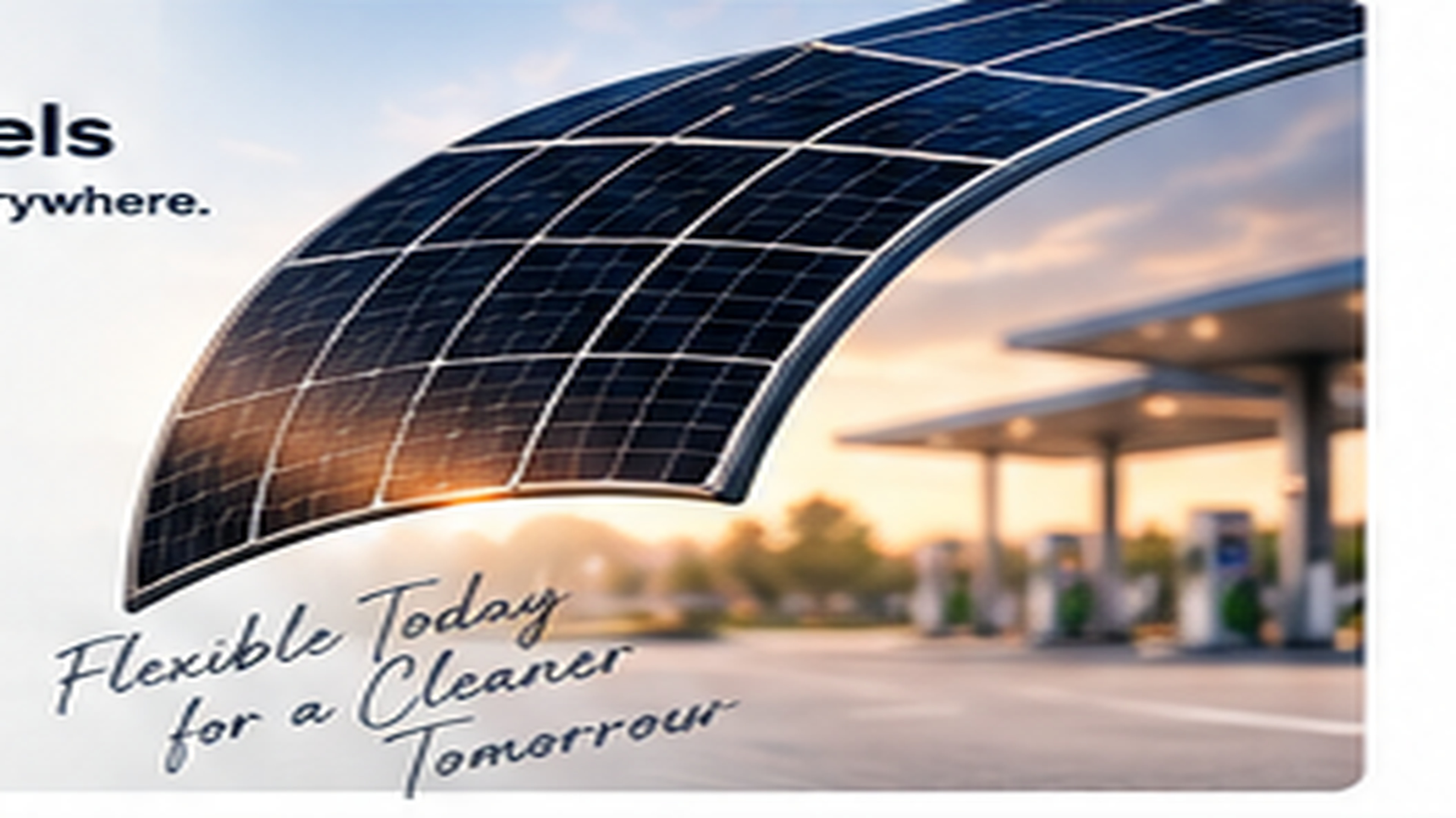 AI-generated 4K reference of a flexible solar panel curving across a canopy surface